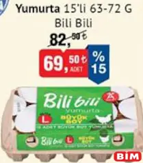 BİLİ BİLİ YUMURTA 15'Lİ 63-72 G